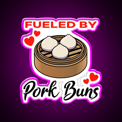 Fueled By Pork Buns Led Neon Sign Chinese Food Rgb Color - Shineneon