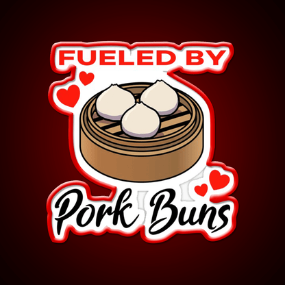 Fueled By Pork Buns Led Neon Sign Chinese Food Rgb Color - Shineneon