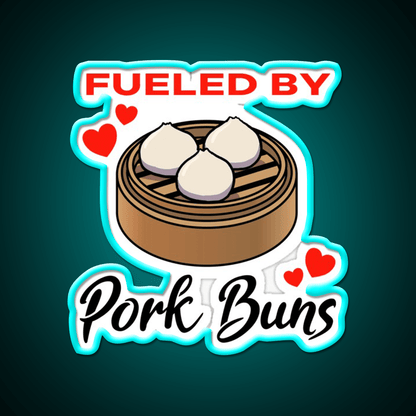 Fueled By Pork Buns Led Neon Sign Chinese Food Rgb Color - Shineneon