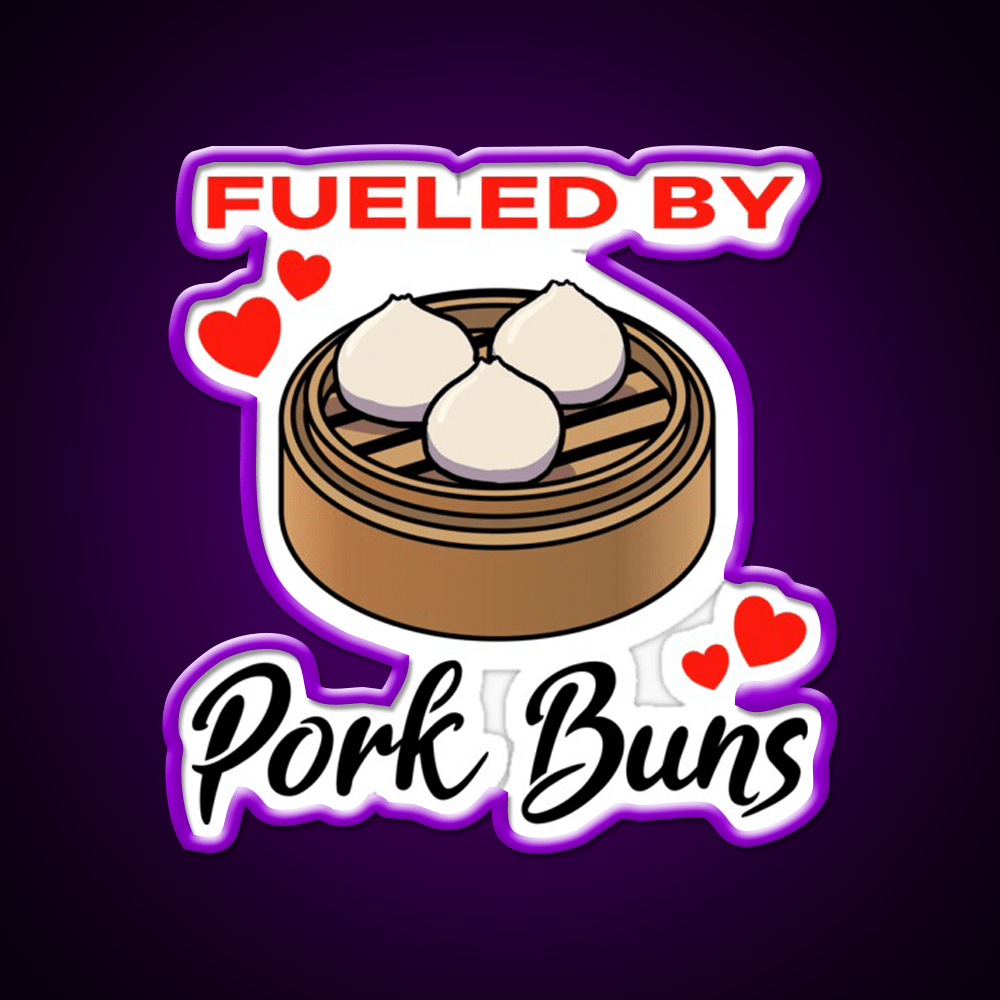 Fueled By Pork Buns Led Neon Sign Chinese Food Rgb Color - Shineneon