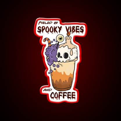 Fueled By Spooky Vibes And Coffee Cafe Led Neon Sign Espresso Bar Art Rgb Color