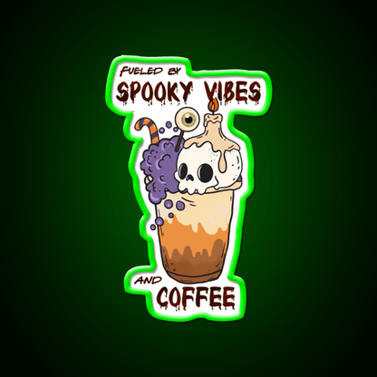 Fueled By Spooky Vibes And Coffee Cafe Led Neon Sign Espresso Bar Art Rgb Color - Shineneon