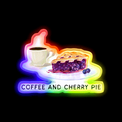 Fueling My Day With Coffee Cherry Pie Cafe Led Neon Sign Espresso Bar Art Rgb Color