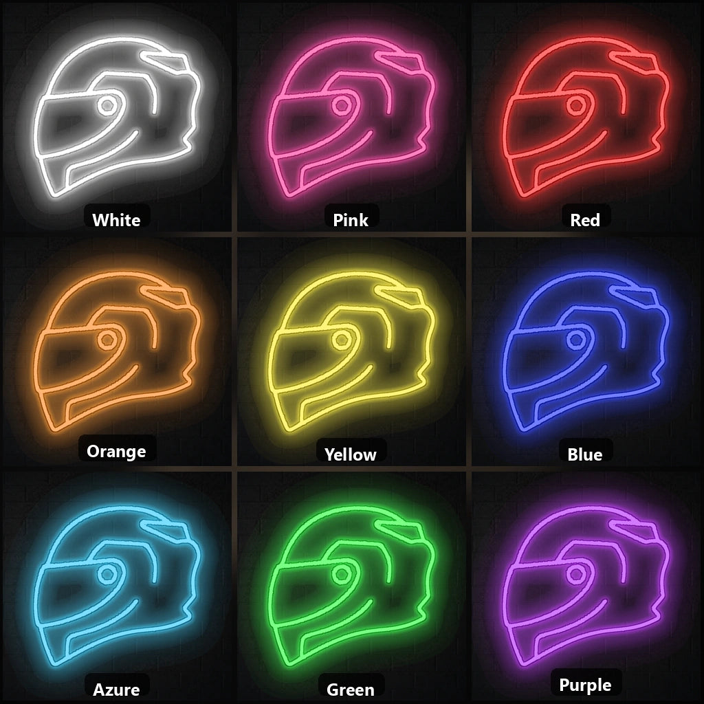 Full Face Racing Helmet Vintage LED Neon Sign color grid