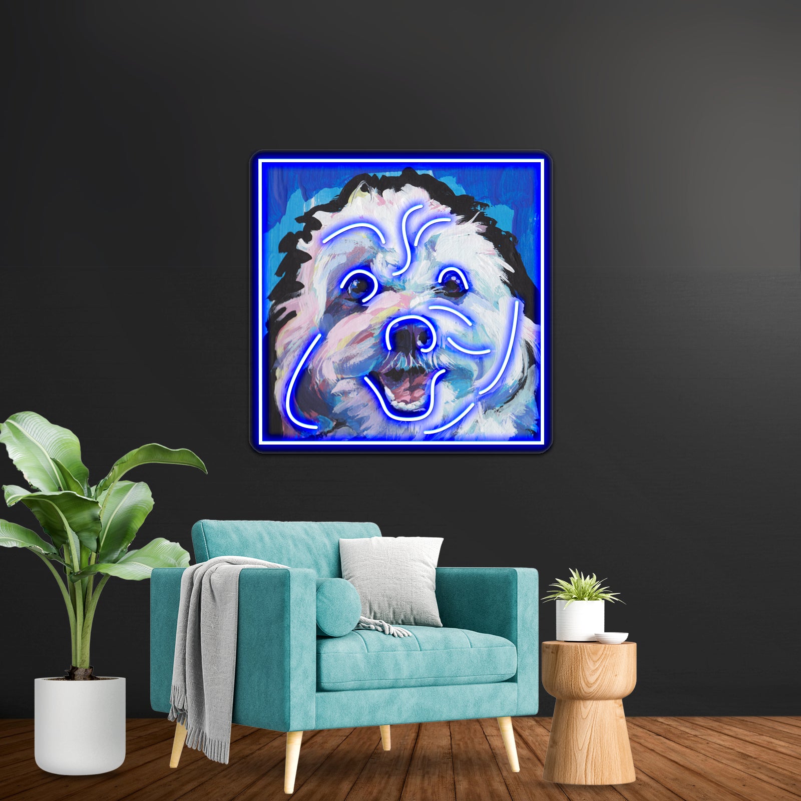 Fun Cavachon Dog Bright Colorful Pop Artwork Neon Led Signs