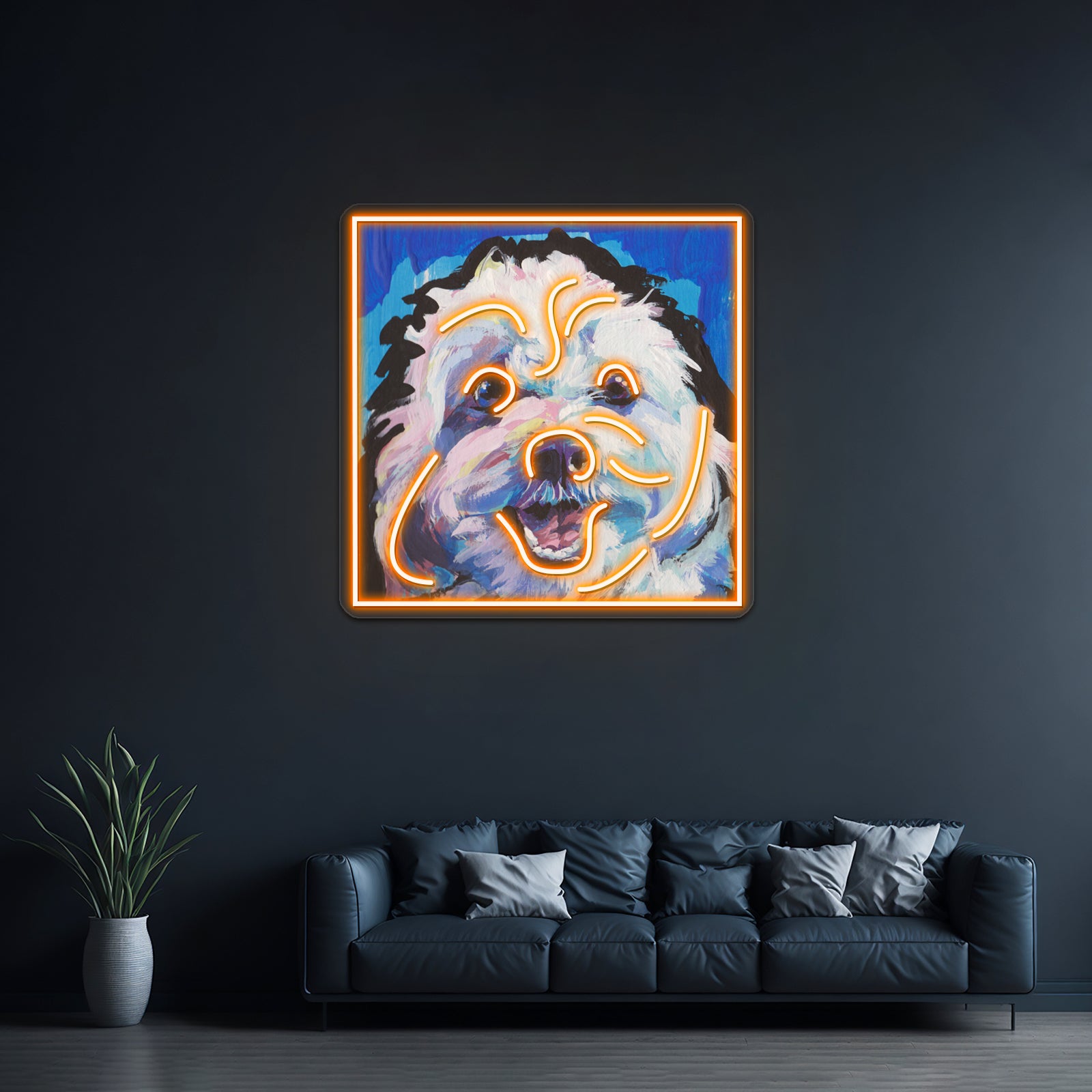Fun Cavachon Dog Bright Colorful Pop Artwork Neon Led Signs