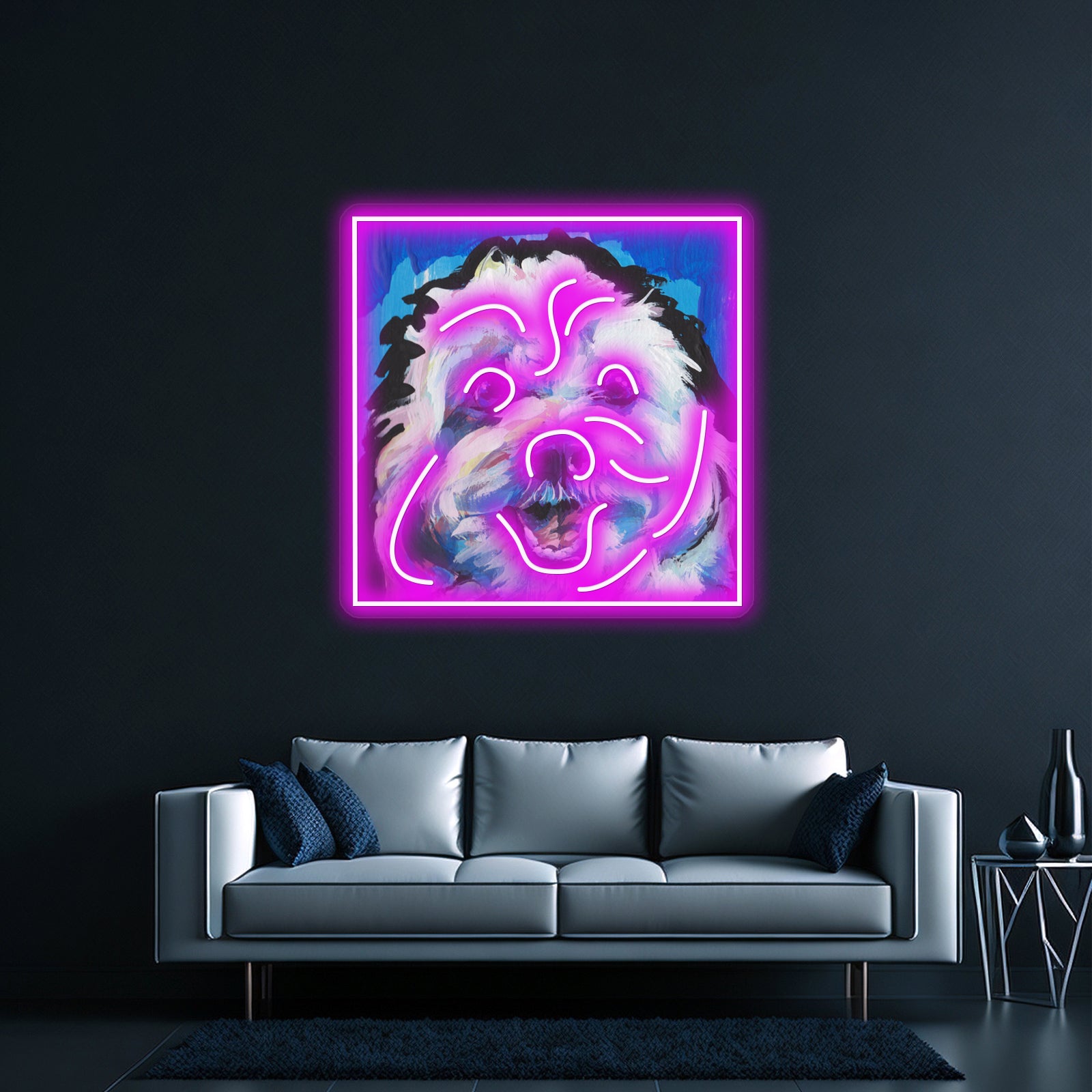 Fun Cavachon Dog Bright Colorful Pop Artwork Neon Led Signs