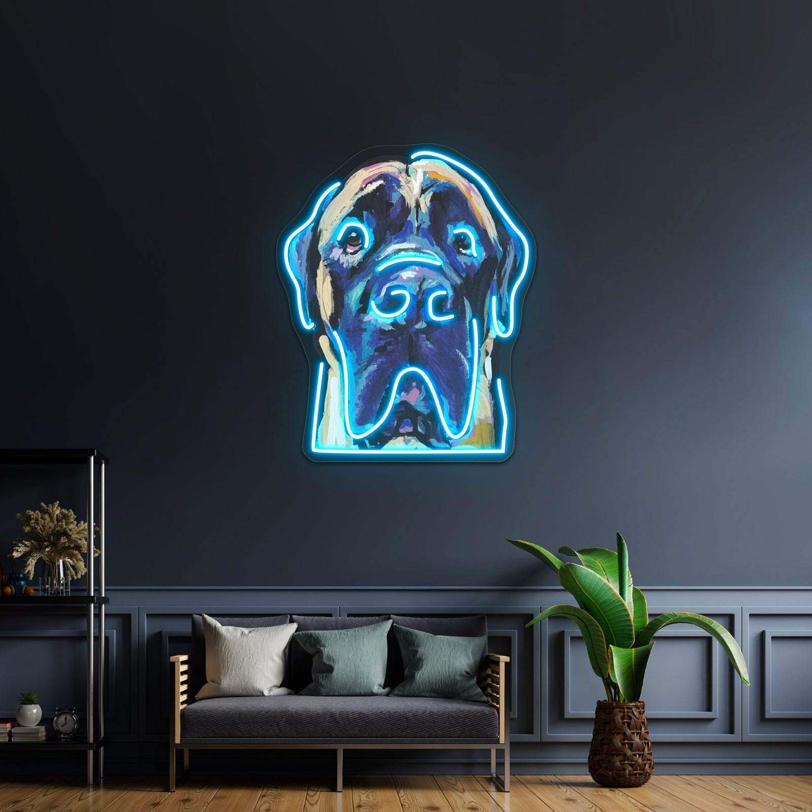 Fun English Mastiff Dog Bright Colorful Pop Artwork Neon Led Signs