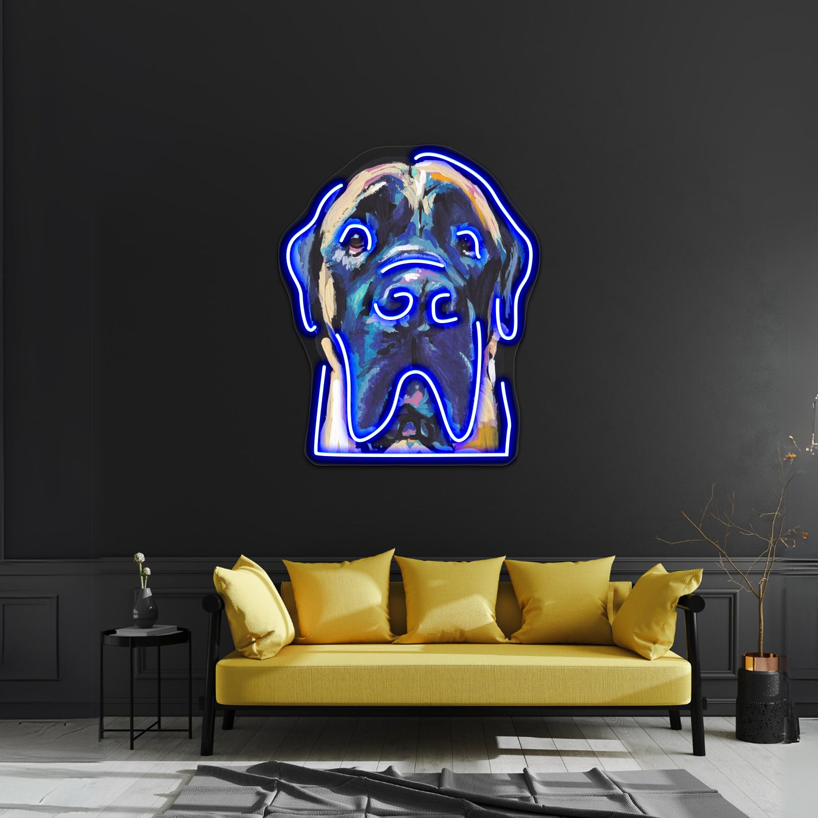 Fun English Mastiff Dog Bright Colorful Pop Artwork Neon Led Signs