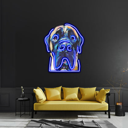 Fun English Mastiff Dog Bright Colorful Pop Artwork Neon Led Signs