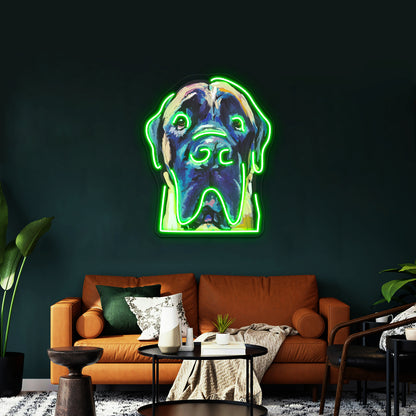 Fun English Mastiff Dog Bright Colorful Pop Artwork Neon Led Signs