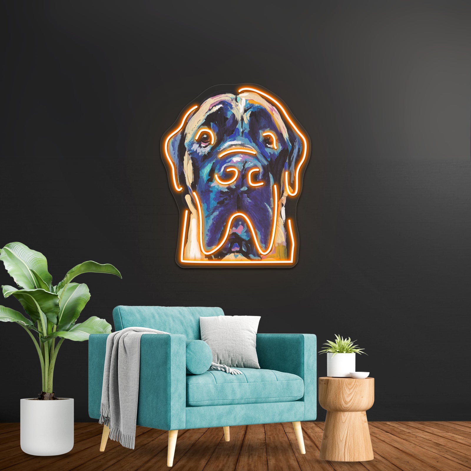 Fun English Mastiff Dog Bright Colorful Pop Artwork Neon Led Signs