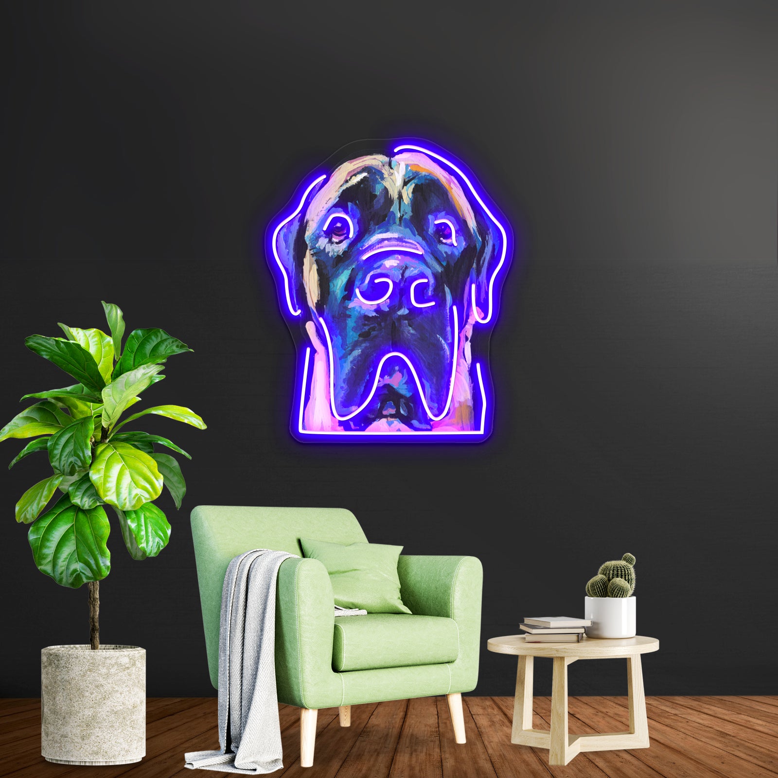Fun English Mastiff Dog Bright Colorful Pop Artwork Neon Led Signs