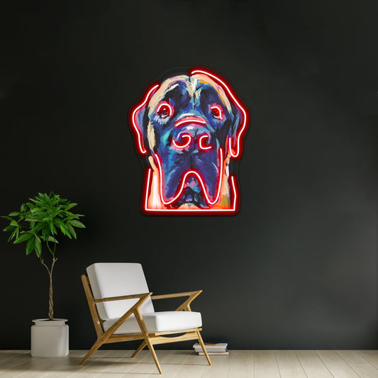 Fun English Mastiff Dog Bright Colorful Pop Artwork Neon Led Signs