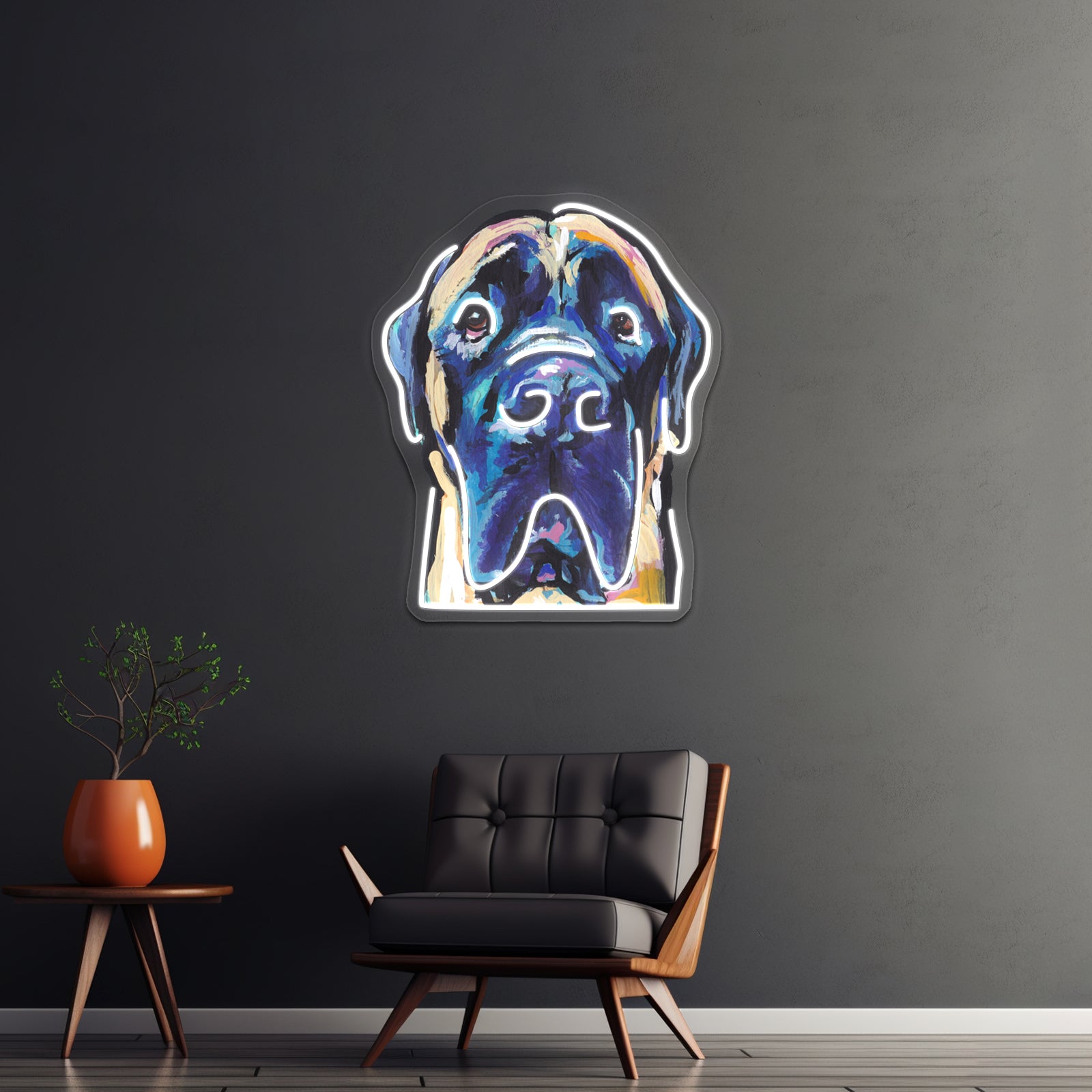 Fun English Mastiff Dog Bright Colorful Pop Artwork Neon Led Signs