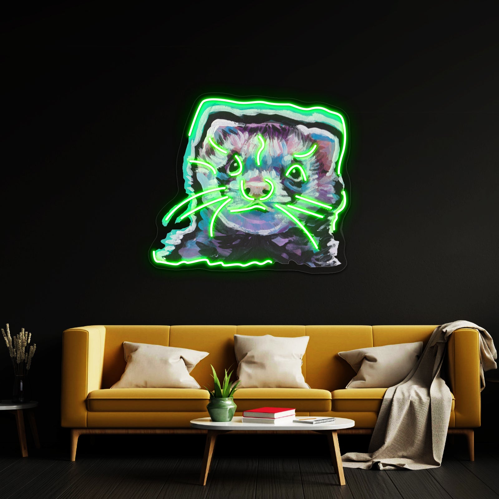 Fun Ferret Pet Bright Colorful Pop Artwork Neon Led Signs