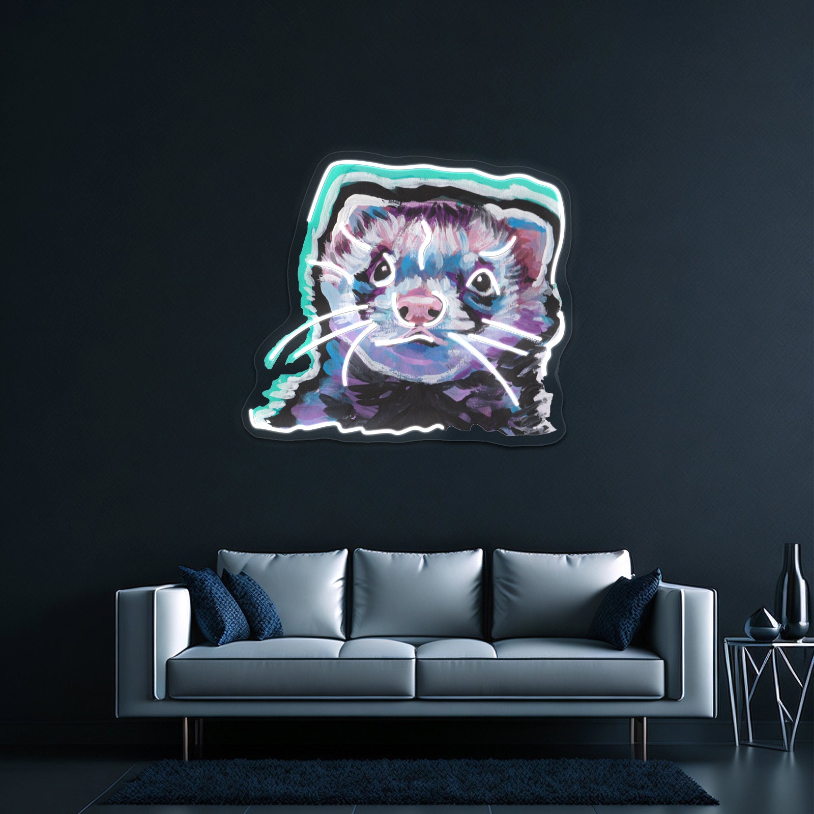Fun Ferret Pet Bright Colorful Pop Artwork Neon Led Signs
