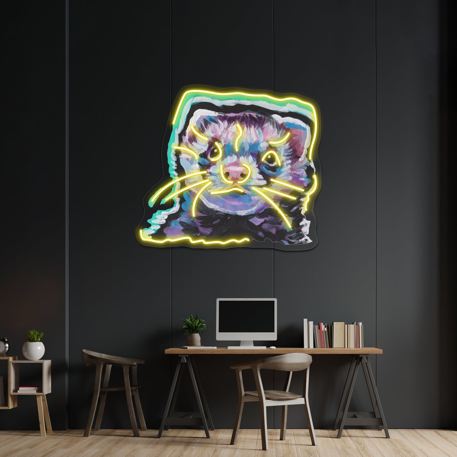 Fun Ferret Pet Bright Colorful Pop Artwork Neon Led Signs