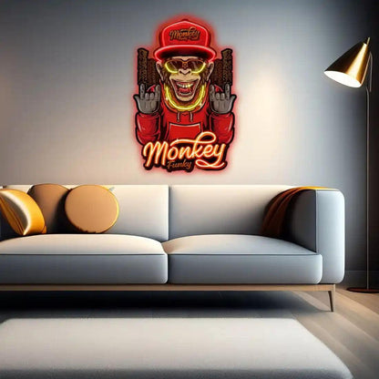 Funky Monkey Gold Chain LED Neon Sign for Urban Home Decor | Shineneon