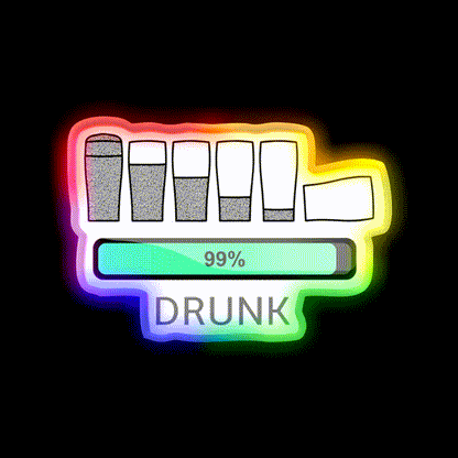 Funny 99 Persent Drunk Man Cave Bar Led Neon Sign Rgb Color - LED neon sign close-up detail