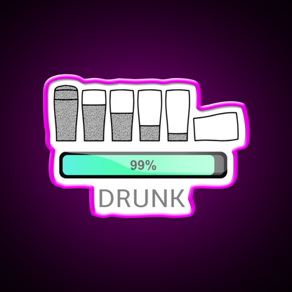 Funny 99 Persent Drunk Man Cave Bar Led Neon Sign Rgb Color - Neon sign mounted on wall in room