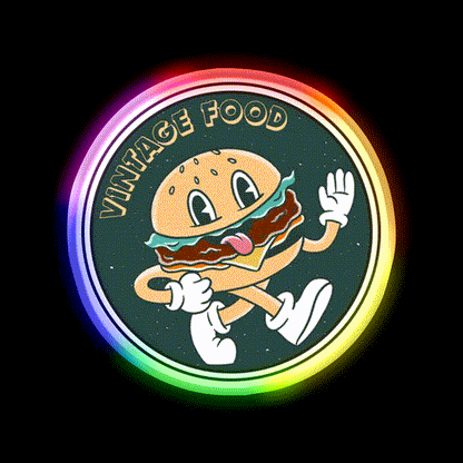 Funny B Rguer Vintage Food Snack Food Led Neon Sign Rgb Color - LED neon sign close-up detail