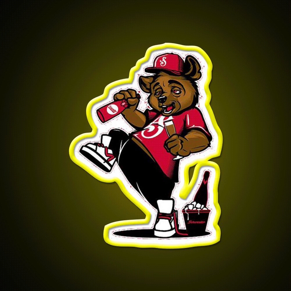 Funny Bear Drinking Beer Man Cave Bar Led Neon Sign