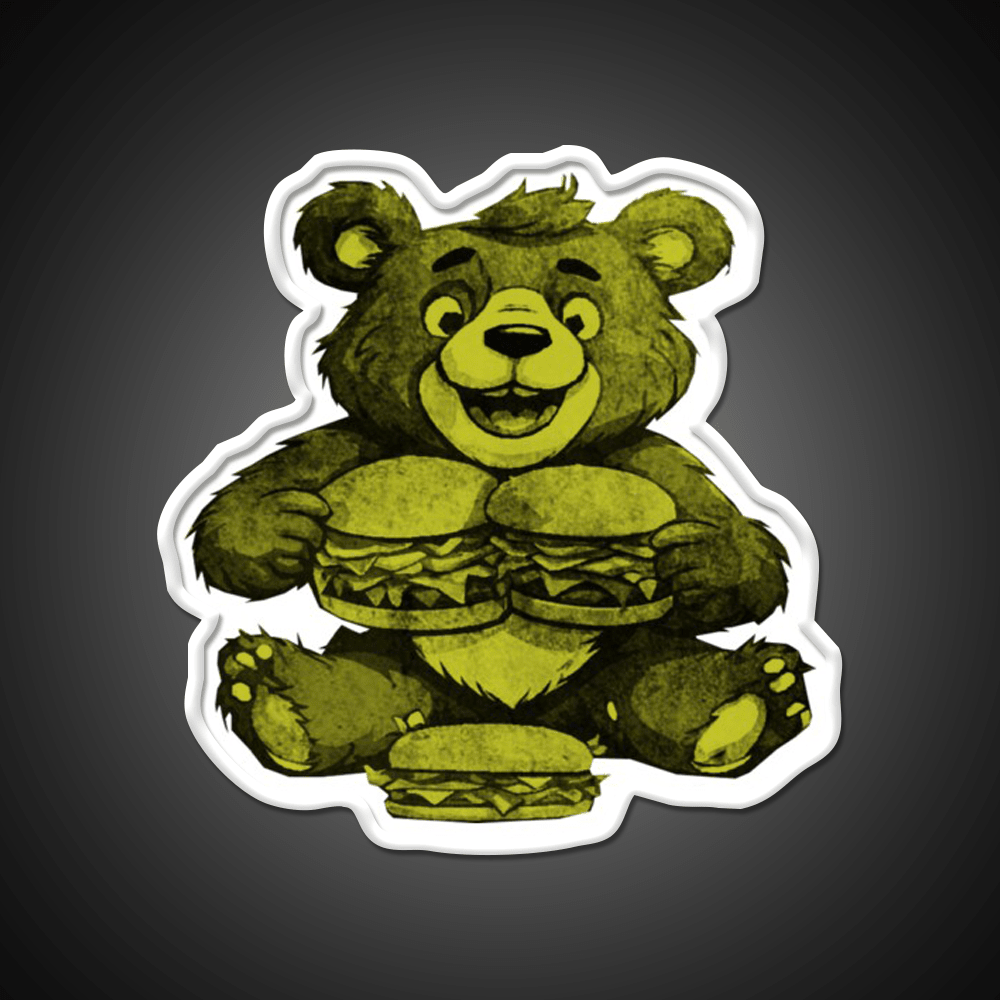 Funny Bear Eating Burgers Fast Food Led Neon Sign For Burger Place Rgb Color - Shineneon