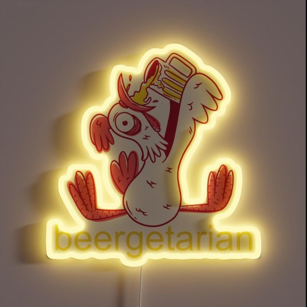 Funny Beer Beergetarian Print Rgb Led Neon Sign - Shineneon