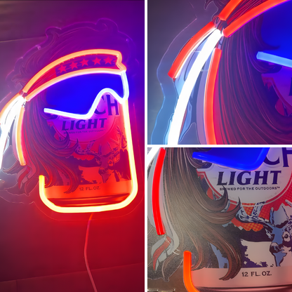 Funny Beer Can USB LED Neon Sign Beer Can Mullet Style Light for Bar Garage Party - Shineneon