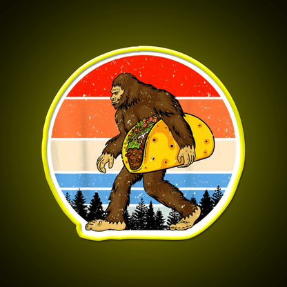 Funny Bigfoot Holding A Taco Tfunny Taco Taco Led Neon Sign Rgb Color - Shineneon