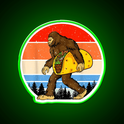Funny Bigfoot Holding A Taco Tfunny Taco Taco Led Neon Sign Rgb Color - Shineneon