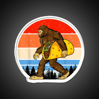 Funny Bigfoot Holding A Taco Tfunny Taco Taco Led Neon Sign Rgb Color - Shineneon