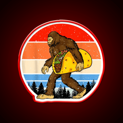 Funny Bigfoot Holding A Taco Tfunny Taco Taco Led Neon Sign Rgb Color - Shineneon