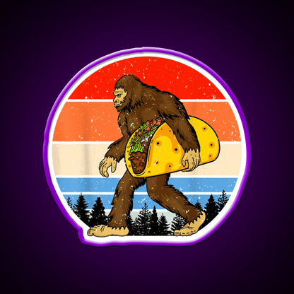 Funny Bigfoot Holding A Taco Tfunny Taco Taco Led Neon Sign Rgb Color - Shineneon