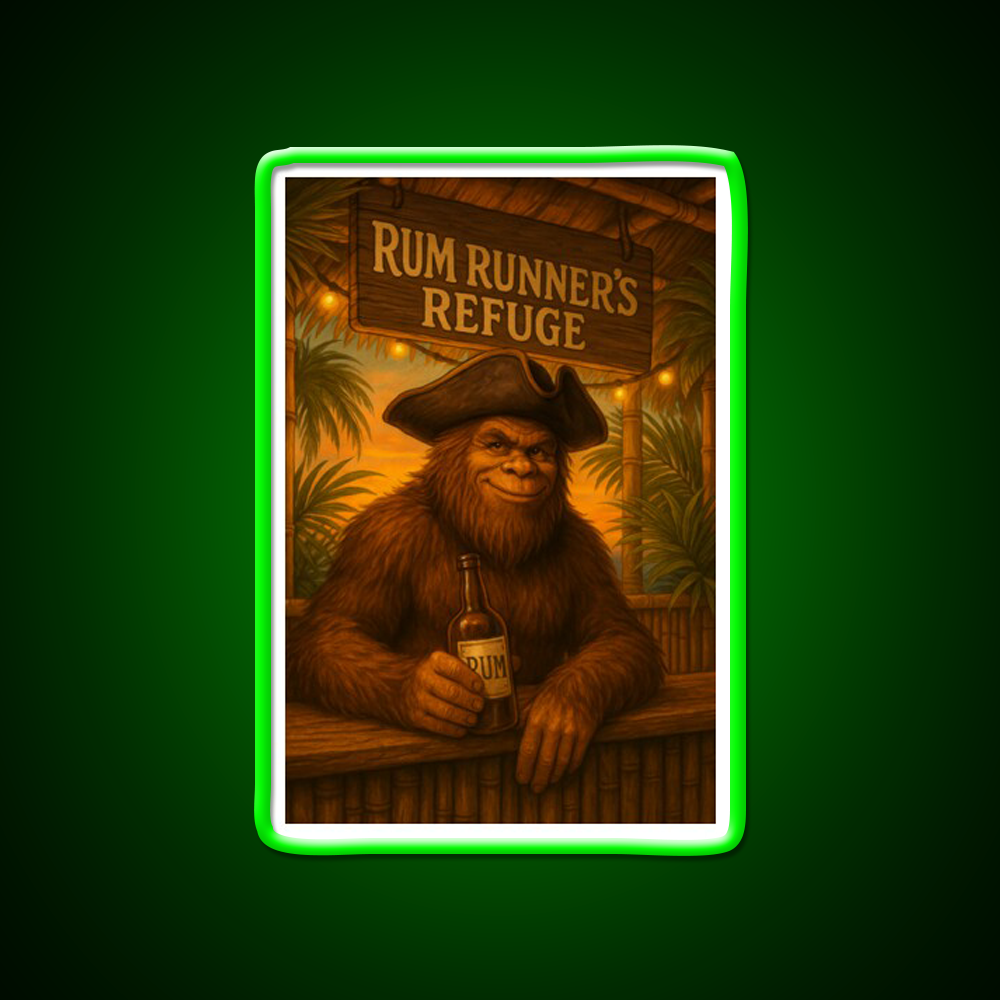Funny Bigfoot Tiki Bar Runners Refuge Man Cave Bar Led Neon Sign Rgb Color