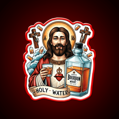 Funny Bourbon Jesus Whiskey Holy Water Whiskey Drink Bar Led Neon Sign Rgb Color - Shineneon