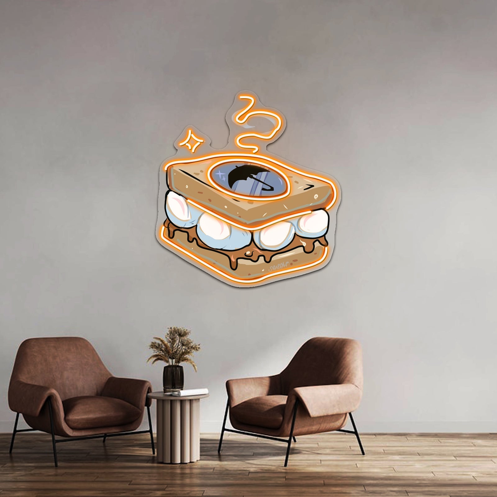 Funny Bread With Eggs Artwork Neon Led Signs - Shineneon