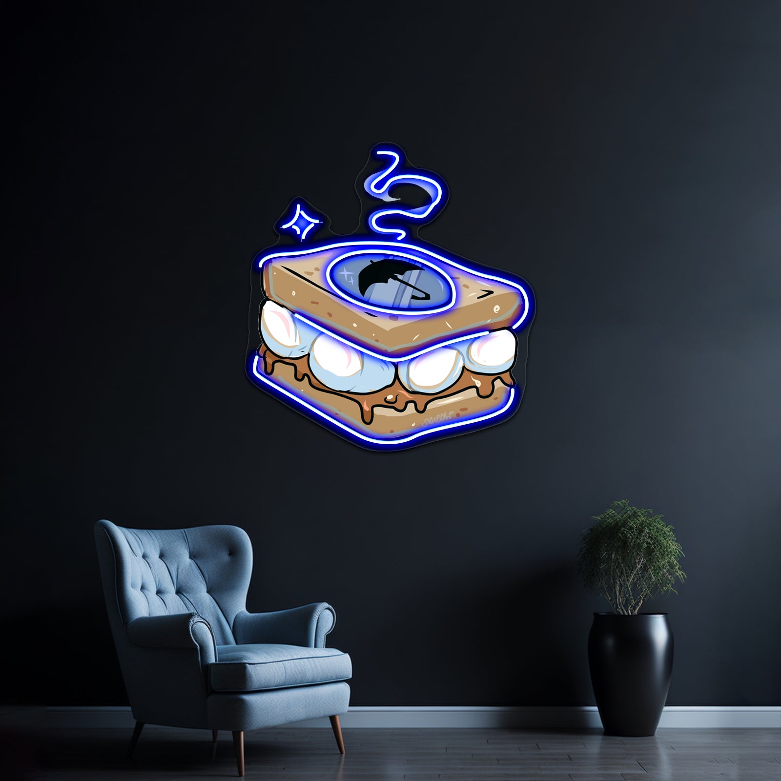Funny Bread With Eggs Artwork Neon Led Signs