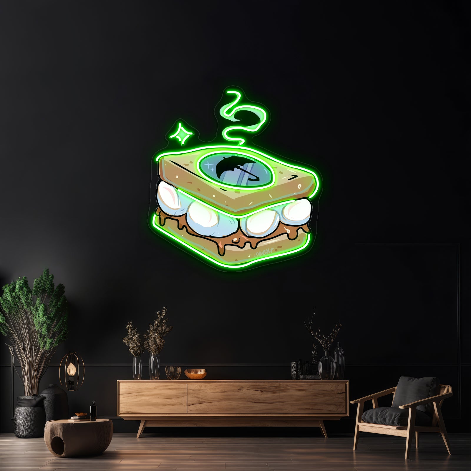 Funny Bread With Eggs Artwork Neon Led Signs