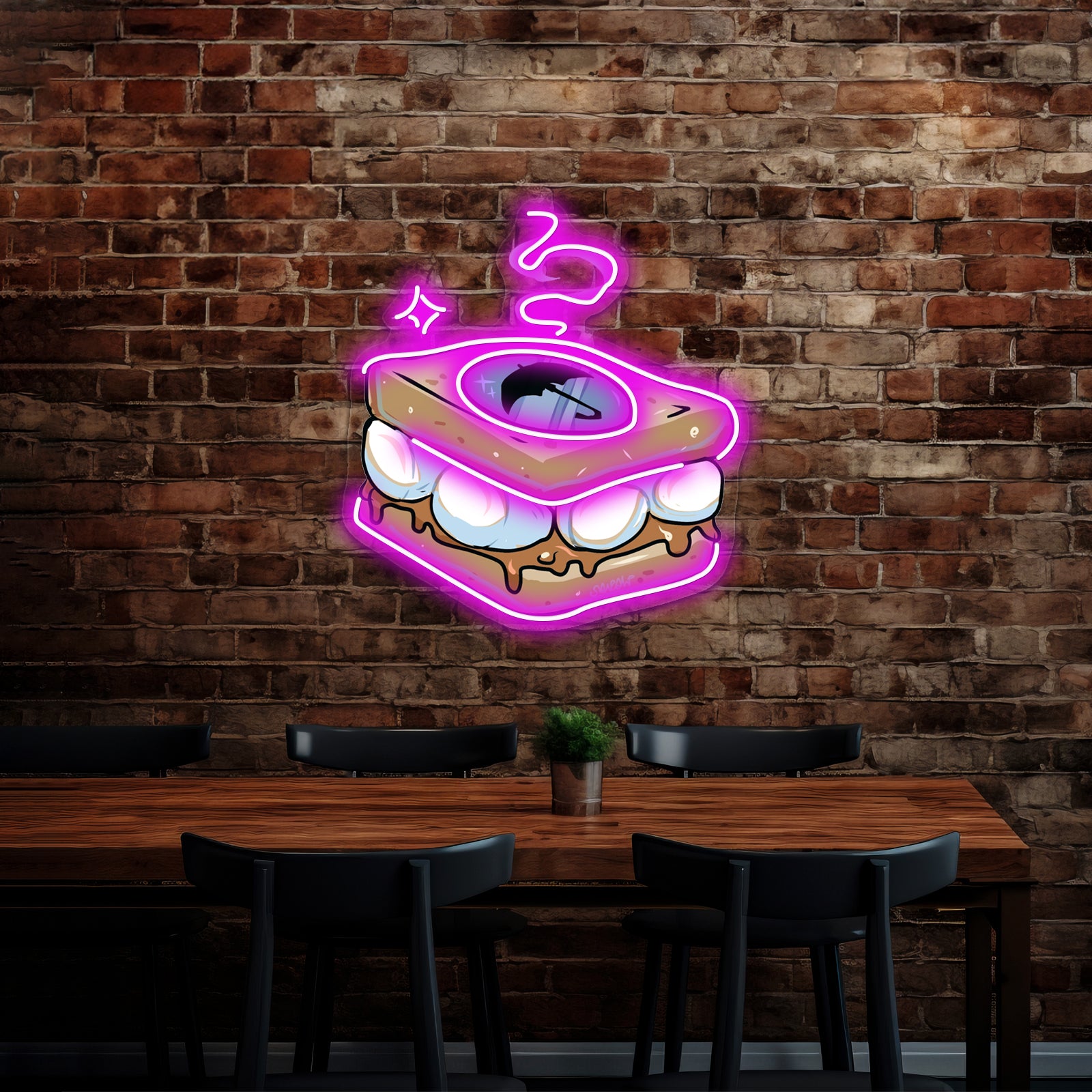 Funny Bread With Eggs Artwork Neon Led Signs