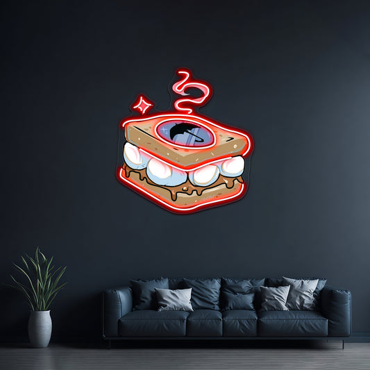 Funny Bread With Eggs Artwork Neon Led Signs