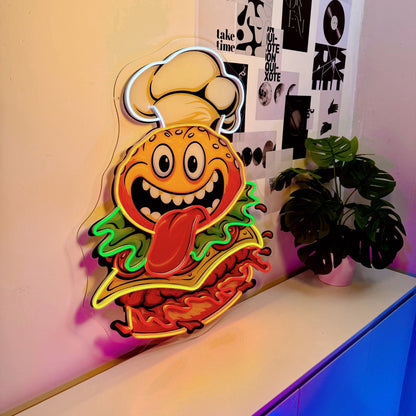 Funny Burger Chef Acrylic Led Neon Sign | Shineneon