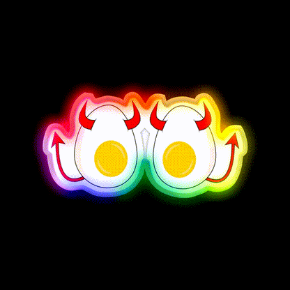 Funny Cartoon Deviled Eggs Snack Food Led Neon Sign Rgb Color - LED neon sign close-up detail