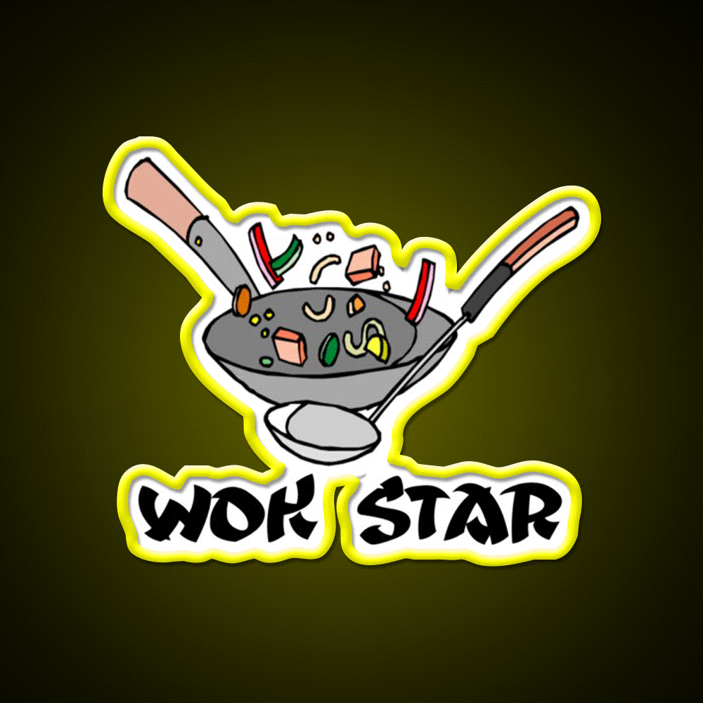 Funny Chinese Food Shirt Wok Shirt Wok Star Led Neon Sign Chinese Food Rgb Color