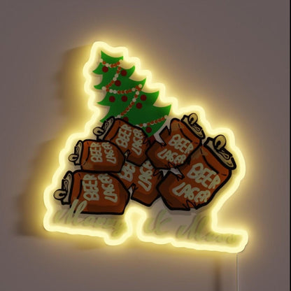 Funny Christmas Saying Cartoon Beer Can Rgb Led Neon Sign - Shineneon