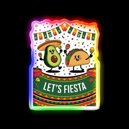 Funny Cinco De Mayo Mexican Party Taco Led Neon Sign Rgb Color - LED neon sign close-up detail