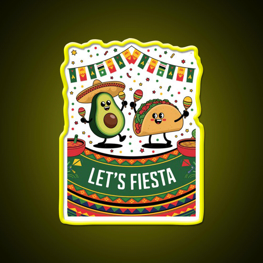 Funny Cinco De Mayo Mexican Party Taco Led Neon Sign Rgb Color - Custom LED neon sign front view