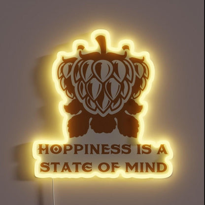 Funny Craft Beer Hoppiness Is A State Of Mind Rgb Led Neon Sign - Shineneon