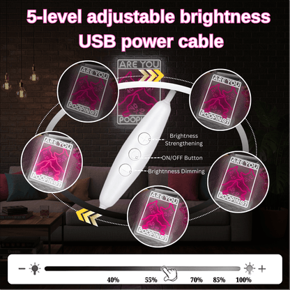 Funny Curious Kitty Cats “Are You Pooping?” LED Neon Sign for bathroom and Gift Wall Decor - Shineneon